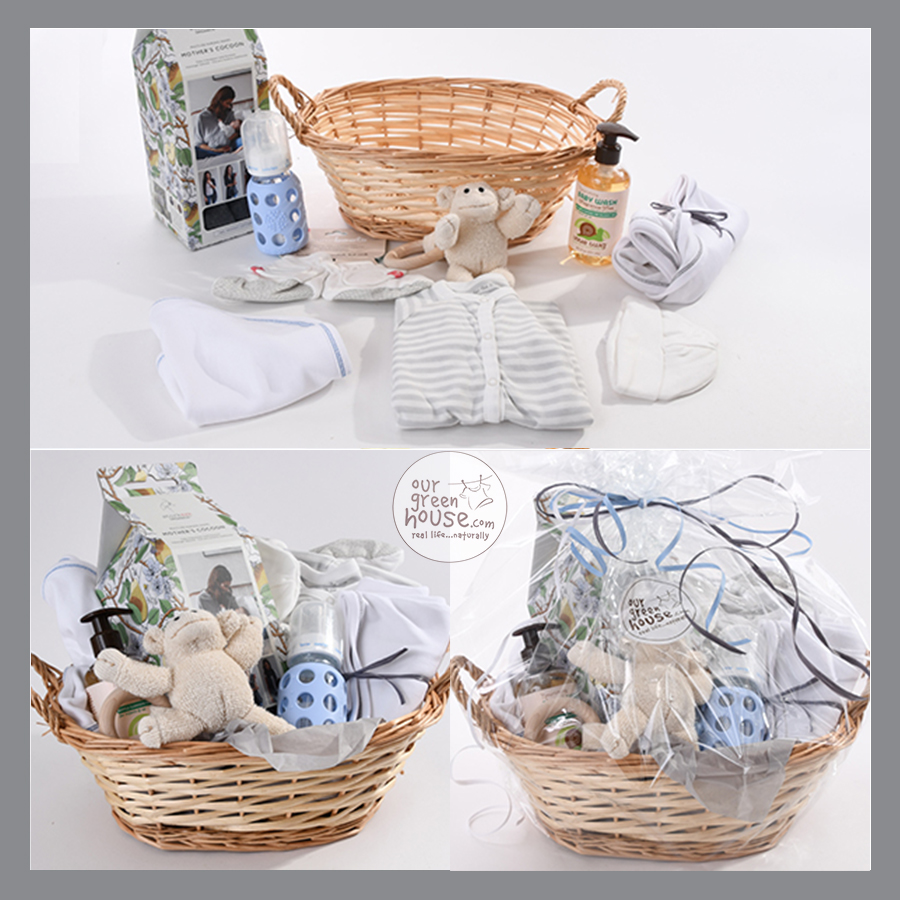 organic corporate gift for the parents of a baby boy Custom Gift Basket