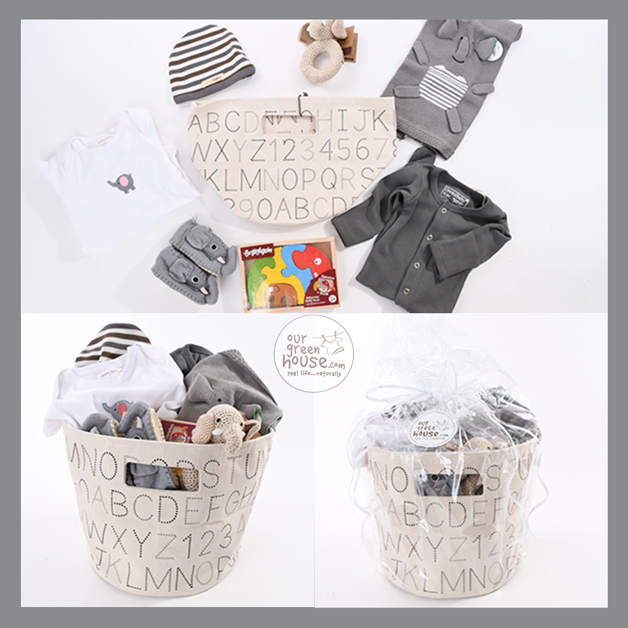 custom corporate gift basket: elephant baby gift