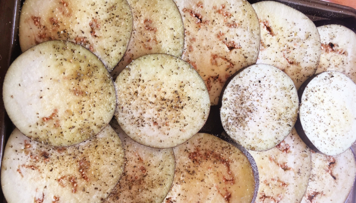 eggplant on tray