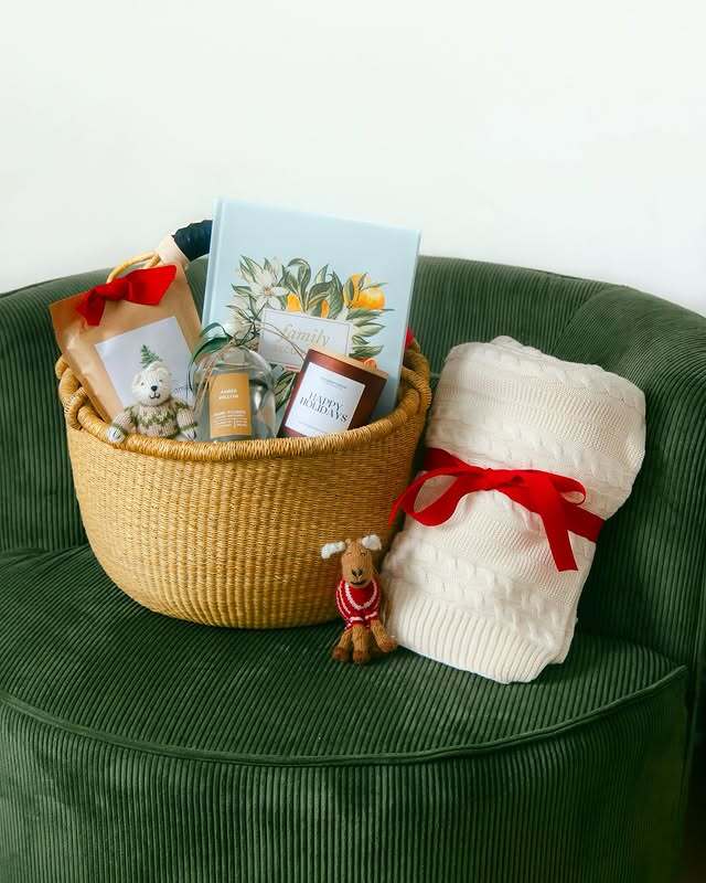 A custom gift basket from Our Green House, beautifully curated with eco-friendly and artisanal items for a special housewarming gift.