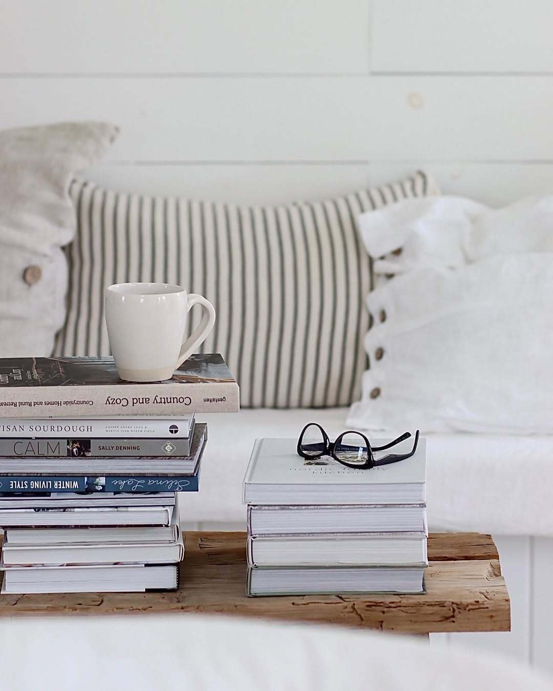 Our Green House customized mug and books placed on a wooden table.