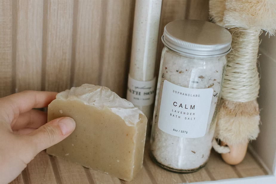 lavender-bath-salt-soap Lavender bath salt and soap for relaxation.