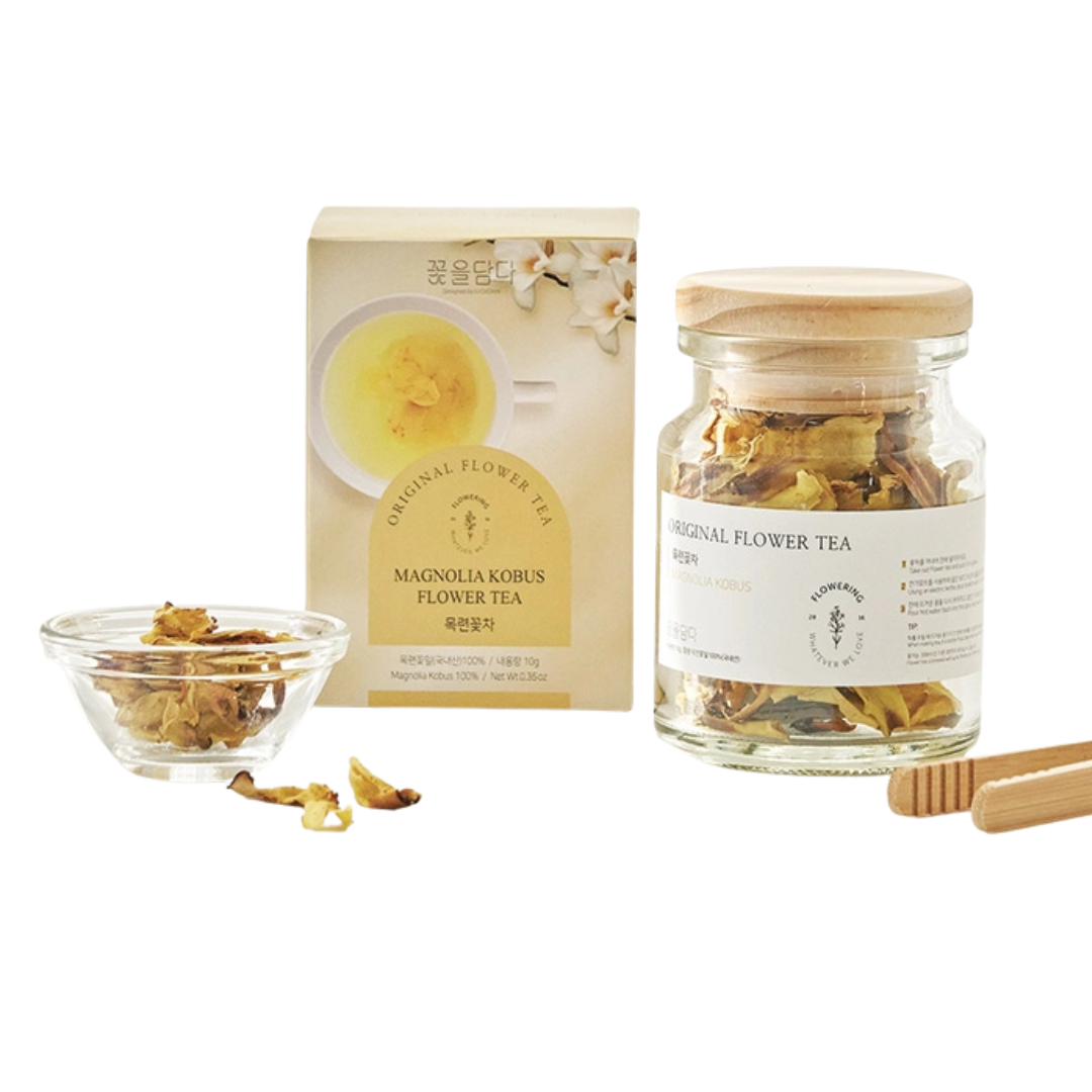 Original Magnolia Flower tea from Our Green House&rsquo;s collection for a housewarming gift basket.