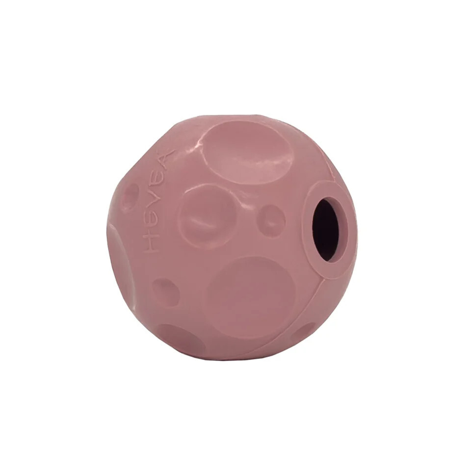 Eco-friendly moon ball dog toy with built-in treat spot made from natural rubber by Our Green House.